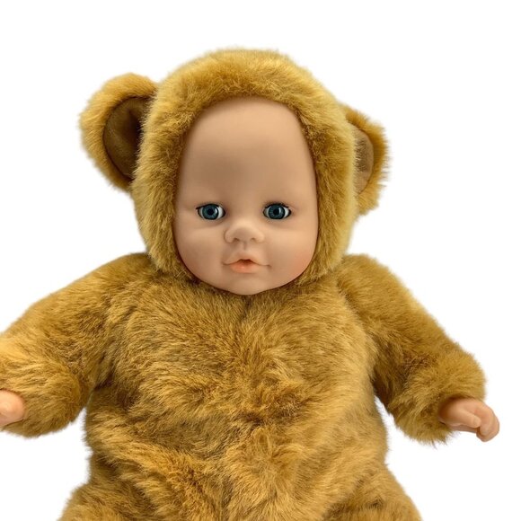 Simba Toys Baby Doll In Brown Teddy Bear Outfit Removable 15" Closes Eyes - Picture 2 of 7
